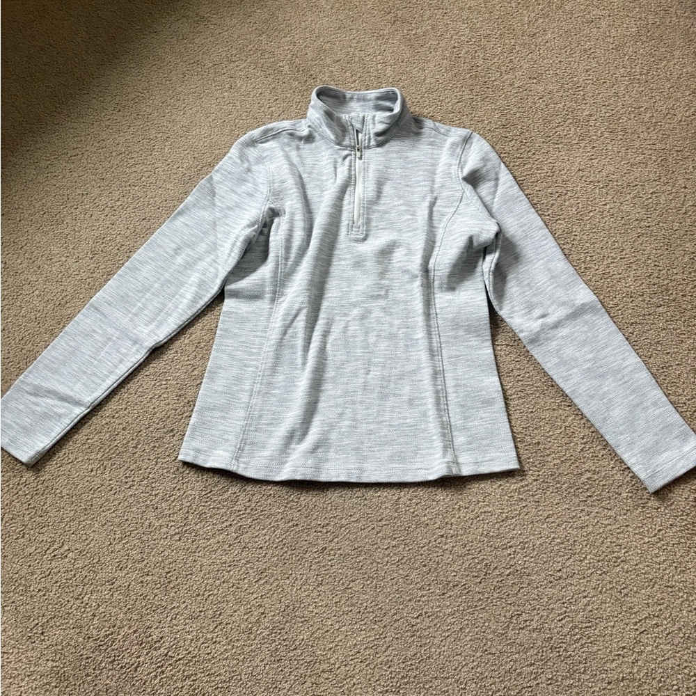 Lady Hagen Light Gray Long Sleeve Quarter-Zip Top